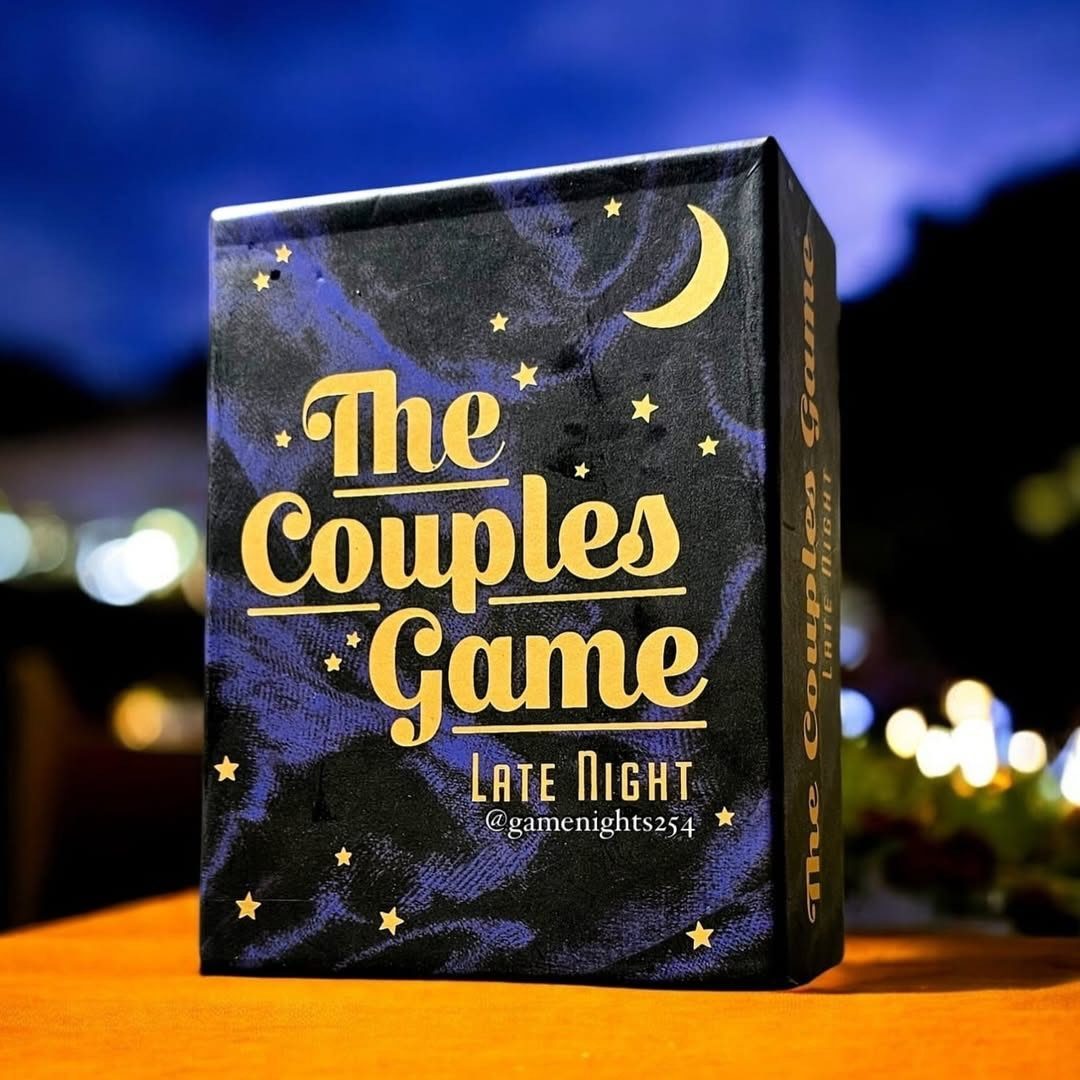 The Couples Game Late Night box with gold stars on a marbled background.