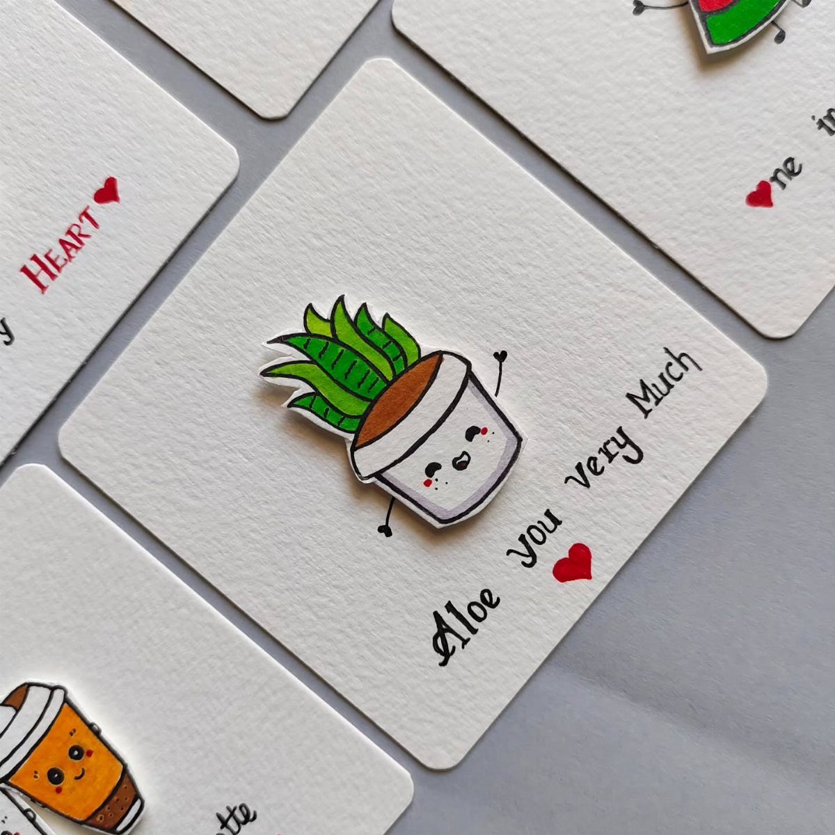 Aloe vera plant enamel pin on a card with a romantic pun.